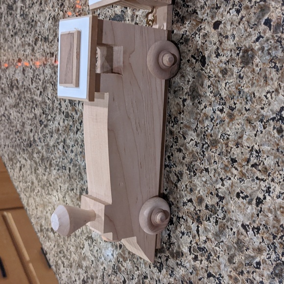 Vtg Mid-Century Modern Solid Wood Train Handcrafted Natural Polar Exress - Picture 2 of 8